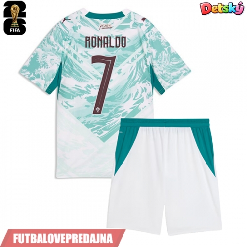 Lacne Dětský Futbalové dres Portugalsko Cristiano Ronaldo #7 MS 2026 Krátky Rukáv - Preč (+ trenírky)